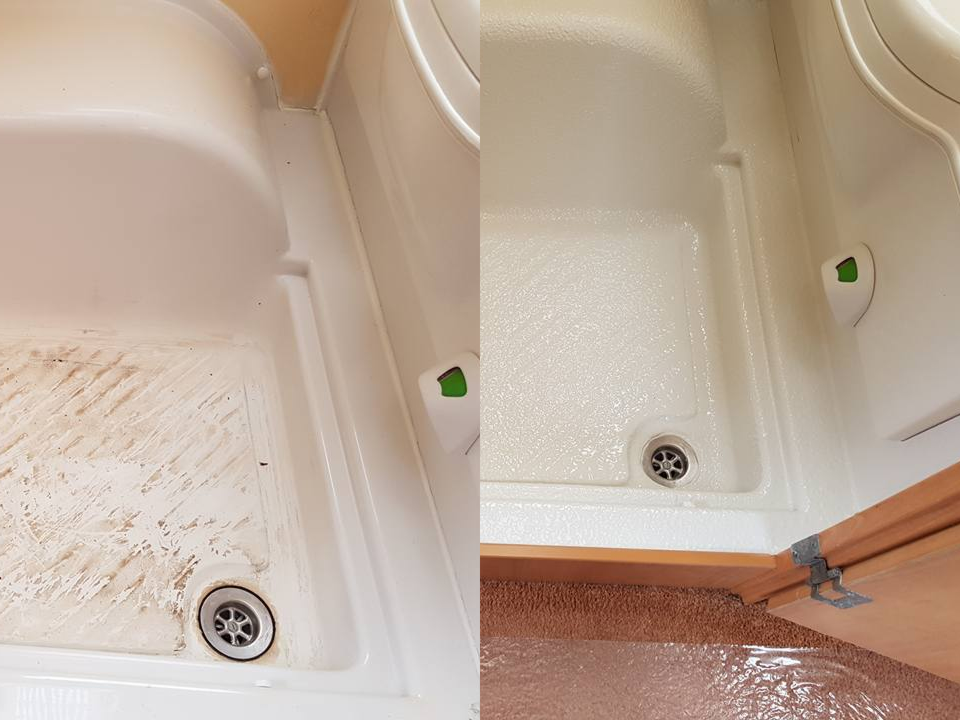 Shower tray before and after